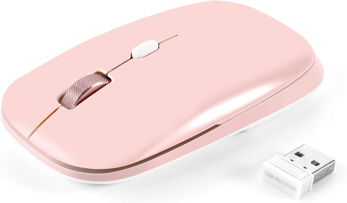 Pink Wireless Mouse, Slim 2.4G Optical Mouse, Computer Mouse for Laptop, PC, Computer, Suitable for Macos, Chromebook, Notebook, Compact Portable Cordless Flat Mouse(Pink)