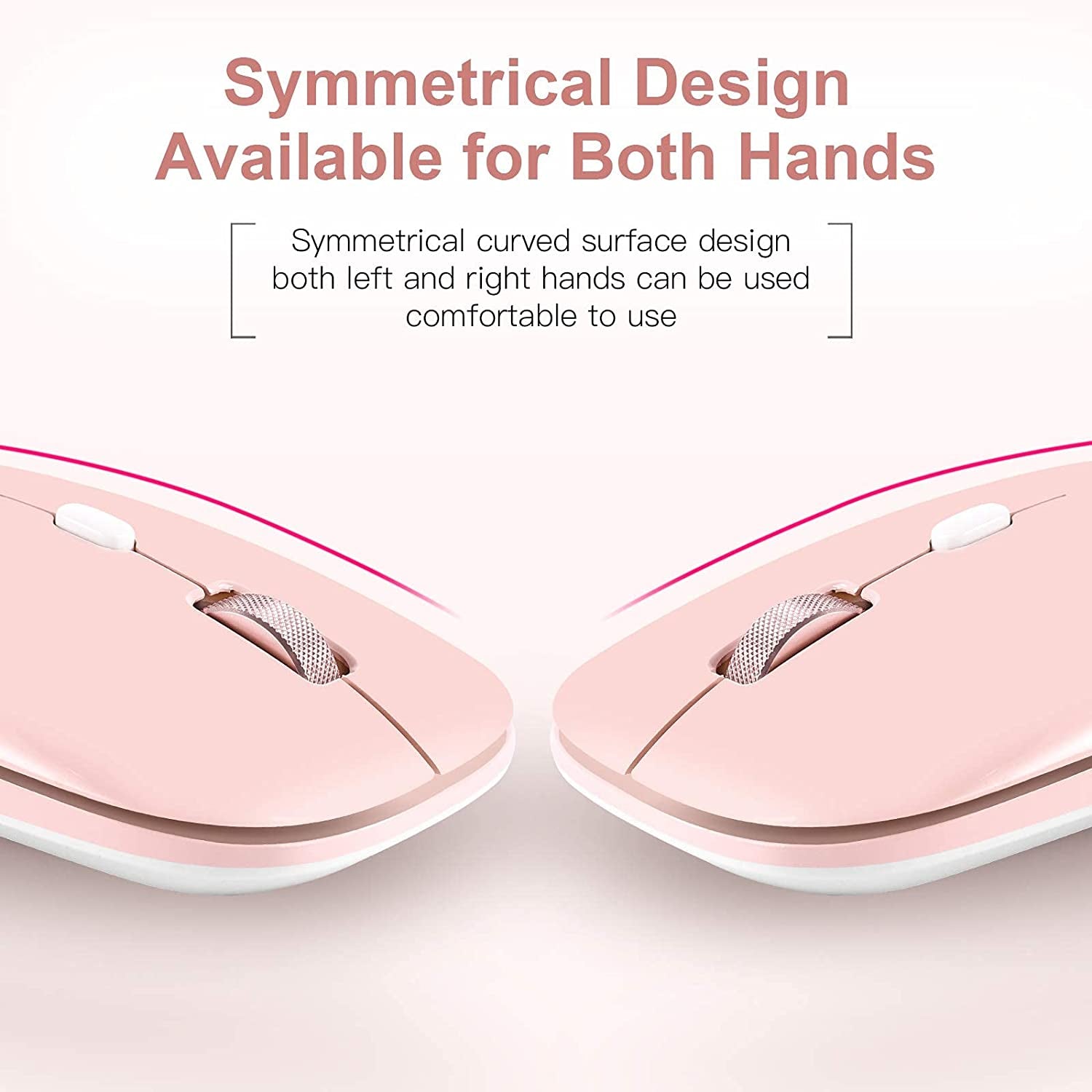 Pink Wireless Mouse, Slim 2.4G Optical Mouse, Computer Mouse for Laptop, PC, Computer, Suitable for Macos, Chromebook, Notebook, Compact Portable Cordless Flat Mouse(Pink)