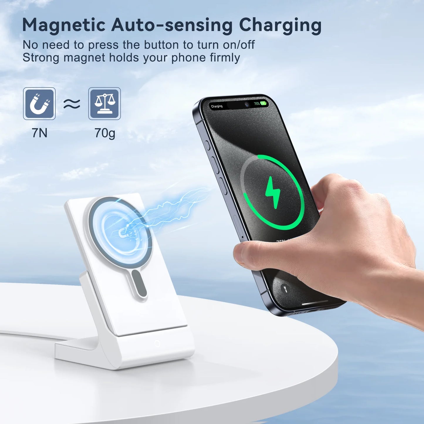 Portable Charger for Iphone, Wireless Power Bank with USB-C Fast Charging for Iphone 16/16/16 Pro/Pro Max/15//14/13/12 Series(White)